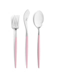 Cutipol Goa pink matt stainless steel finish, black resin handles, and minimalist design for a luxurious dining experience - 3pc serving set