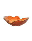 Gardeco Mapa Carmin decorative bowl featuring a vibrant carmine red finish with an organic, flowing shape and textured gold-edged detailing.