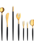 Cutipol Goa black matt gold finish, black resin handles, and minimalist design for a luxurious dining experience - 9 pcs set