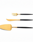 Cutipol Goa black matt gold finish, black resin handles, and minimalist design for a luxurious dining experience - dessert servers 3 pcs