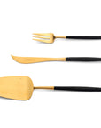 Cutipol Goa black matt gold finish, black resin handles, and minimalist design for a luxurious dining experience - dessert servers 3 pcs