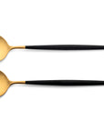 Cutipol Goa black matt gold finish, black resin handles, and minimalist design for a luxurious dining experience - 2 pcs salad servers
