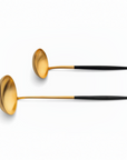 Cutipol Goa black matt gold finish, black resin handles, and minimalist design for a luxurious dining experience - 2 pcs spoon servers