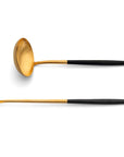 Cutipol Goa black matt gold finish, black resin handles, and minimalist design for a luxurious dining experience - 2 pcs spoon servers