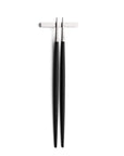 Cutipol Goa black matt stainless steel finish, black resin handles, and minimalist design for a luxurious dining experience - chopsticks with pillow hashi-oki