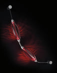 Colier collection by Italamp, featuring modular blown glass elements in vibrant colours and shapes, designed by Marc Sadler to create magical lighting effects. A red color wall sconce on a black wall.