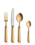 Cutipol Piccadilly Cutlery collection featuring round, ergonomic lines, for elegant dining experiences - 4 pcs in matt gold finish
