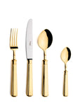 Cutipol Piccadilly Cutlery collection featuring round, ergonomic lines, for elegant dining experiences - 4 pcs in polished gold finish