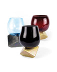 Vanessa Mitrani Cut Cube Ice Blue Vases in different colours on a white background