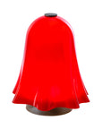 Red bell-shaped lamp on a white background from Venini at Spacio store in Mumbai