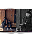 Assouline New York Chic coffee table book displaying photos of man playing Saxophone music instrument on white back ground available at Spacio India for luxury home decor accessories collection of Travel Coffee Table Books.