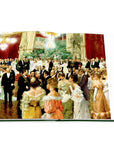 Assouline Bals: legendary costume balls of the twentieth century coffee table book displaying "The Viennese Ball" painting by Wilhelm Gause, a German painter on a white back ground available at Spacio India for luxury home decor accessories collection of Fashion Coffee Table Books.