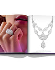 Assouline Boghossian: Expertise Craftsmanship Innovation coffee table book displaying photo of Boghossian Necklace & Ring on hand on white background at Spacio India for luxury home decor collection of Jewellery Coffee Table Books.