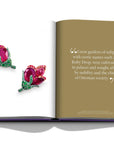 Assouline Boghossian: Expertise Craftsmanship Innovation coffee table book displaying photo of Boghossian Hot Pink & Green Diamonds Earings on white background at Spacio India for luxury home decor collection of Jewellery Coffee Table Books.