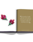 Assouline Boghossian: Expertise Craftsmanship Innovation coffee table book displaying photo of Boghossian Hot Pink & Green Diamonds Earings on white background at Spacio India for luxury home decor collection of Jewellery Coffee Table Books.