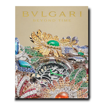Front cover of Assouline Bulgari: Beyond Time coffee table book on coffee available at Spacio India for luxury home decor collection of Jewellery Coffee Table Books.