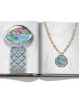 Assouline Bvlgari: Beyond Time coffee table book displaying DIVAS' DREAM Acquarium High Jewellery watch & Necklace on white back ground at Spacio India for luxury home decor collection of Jewellery Coffee Table Books.