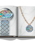 Assouline Bvlgari: Beyond Time coffee table book displaying DIVAS' DREAM Acquarium High Jewellery watch & Necklace on white back ground at Spacio India for luxury home decor collection of Jewellery Coffee Table Books.