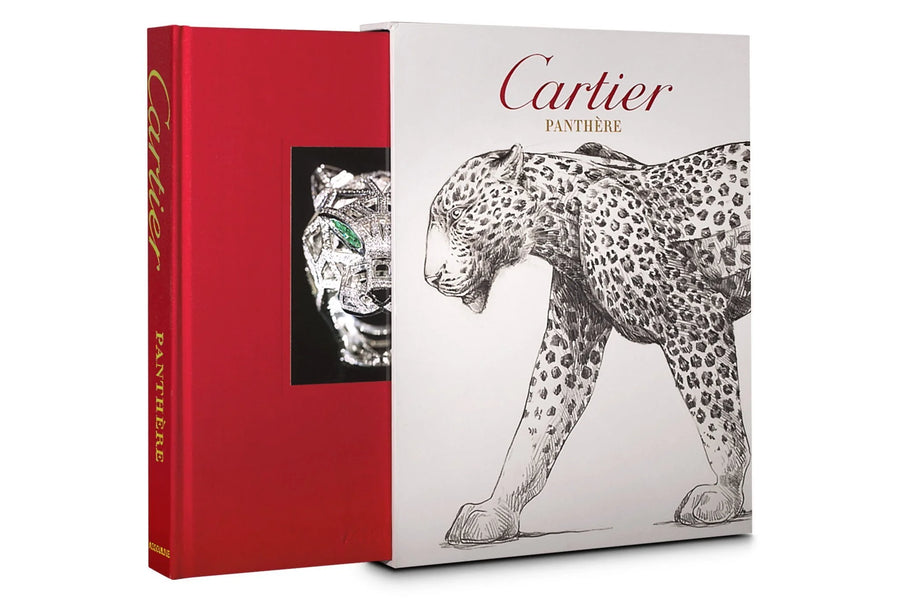 Assouline Cartier: Panthere coffee table book with its cover on white back ground at Spacio India for luxury home decor collection of Jewellery Coffee Table Books.