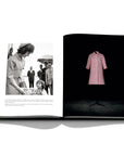 Assouline Dior by Marc Bohan coffee table book displaying photo of Jacqueline Kennedy Onassis - Former First Lady of the United States wearing Dior's Pink Dress in 1961 on a white back ground available at Spacio India for luxury home decor collection of Fashion Coffee Table Books.