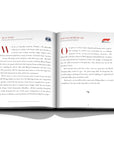 Assouline Formula 1: The Impossible Collection coffee table book displaying information in book about Formula 1 on a white back ground available at Spacio India for luxury home decor collection of Ultimate & Sports Coffee Table Books.
