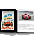 Assouline Formula 1: The Impossible Collection coffee table book displaying photo of Alfa Romeo 158/159 Alfetta - Car model & 1957 Monaco Grand Prix Human event Poster on a white back ground available at Spacio India for luxury home decor collection of Ultimate & Sports Coffee Table Books.