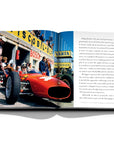 Assouline Formula 1: The Impossible Collection coffee table book displaying photo of Lorenzo Bandini, Italian racing driver in a Ferrari 158 on a white back ground available at Spacio India for luxury home decor collection of Ultimate & Sports Coffee Table Books.