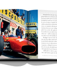 Assouline Formula 1: The Impossible Collection coffee table book displaying photo of Lorenzo Bandini, Italian racing driver in a Ferrari 158 on a white back ground available at Spacio India for luxury home decor collection of Ultimate & Sports Coffee Table Books.