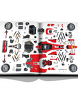 Assouline Formula 1: The Impossible Collection coffee table book displaying parts of Ferrari Car on a white back ground available at Spacio India for luxury home decor collection of Ultimate & Sports Coffee Table Books.