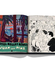 Assouline French Riviera In The 1920s coffee table book displaying sketches of people talking in party & beach hotel named 'Hotel Belles Rives - Juan Les Pins' on a white back ground available at Spacio India for luxury home decor collection of Travel Coffee Table Books.