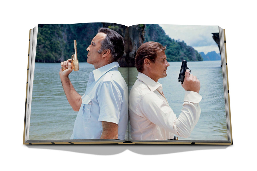 Assouline James Bond: Destinations coffee table book displaying photo from The Man with the Golden Gun, 1974 film on a white background available at Spacio India for luxury home decor accessories collection of Travel Coffee Table Books.