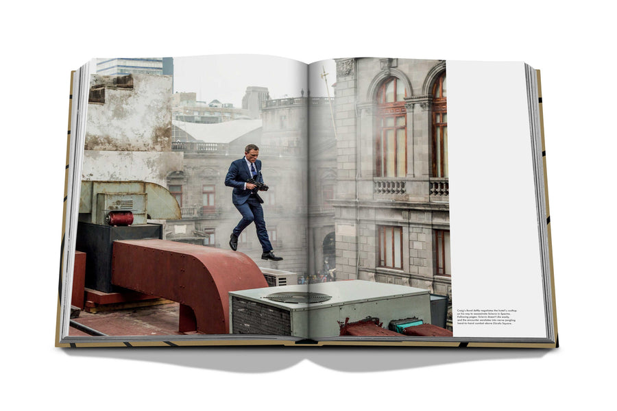 Assouline James Bond: Destinations coffee table book displaying photo from Photography by Jonathan Olley, SPECTRE 2 from movie scene on a white background available at Spacio India for luxury home decor accessories collection of Travel Coffee Table Books.