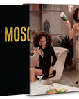 Assouline Moschino coffee table book with its cover on a white back ground available at Spacio India for luxury home decor accessories collection of Fashion Coffee Table Books.