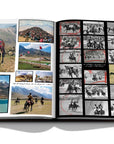 Assouline Polo Heritage Coffee Table Book displaying small photos Polo games on a white back ground available at Spacio India for luxury home decor accessories collection of Sports Coffee Table Books.
