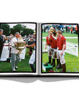 Assouline Polo Heritage Coffee Table Book displaying photo of polo players & trophy on a white back ground available at Spacio India for luxury home decor accessories collection of Sports Coffee Table Books.