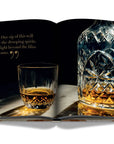 Assouline Coffee Table Book The Impossible Collection of Whiskey page displaying a photo of the glass & decanter on a white back ground available at Spacio India for luxury home decor accessories collection of Ultimate Coffee Table Books.