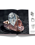 Assouline G Glenn: Spiro the art of a jewel coffee table book displaying photo of rose gold diamond ring with sketches on a white back ground available at Spacio India for luxury home decor collection of Jewellery Coffee Table Books.
