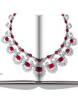 Assouline G Glenn: Spiro the art of a jewel coffee table book displaying photo of Red Diamonds Necklace on a white back ground available at Spacio India for luxury home decor collection of Jewellery Coffee Table Books.