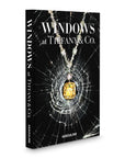 Side view of Assouline Windows at Tiffany & Co Icon Edition coffee table book on white back ground available at Spacio India for luxury home decor accessories collection of Jewellery Coffee Table Books.