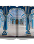 Assouline Jaipur Splendor coffee table book displaying photo of Interior of Sukh Niwas inside of city palace, Jaipur on a white back ground available at Spacio India for luxury home decor accessories collection of Travel Coffee Table Books.