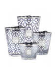 Baobab Gentlemen Candle Max 16 collection featuring a set of four luxury scented candles, designed with platinum and ultramarine glass, available at Spacio India.