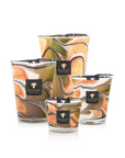 Baobab Delta Okavango luxury scented candles in various sizes, featuring intricate hand-blown glass with earthy tones, available at Spacio India.