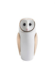 A white and gold owl from Bosa's owls collection, set against a white background. SEO keywords: Bosa Barns The Owl Sculpture.