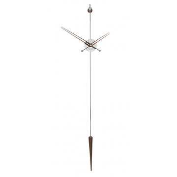 A modern Nomon Clock Nomon Istante Chrome (Limited Edition) hanging on a wooden pole with sleek design.