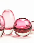 Henry Dean Jerzy series – Fuchsia and clear glass vases showcasing Belgian craftsmanship, now featured at Spacio India.