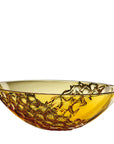 Close-up product image of Duccio Di Segna’s Estasi Centro Tavola Ambra crystal bowl in amber. Premium centerpiece now at Spacio India.