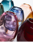 Close-up view of Henry Dean Jerzy Large Cognac Vase showing Belgian glass craftsmanship in rich cognac tone, available at Spacio India.