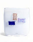 Front view of the Canvas White Glass Vase by Henry Dean, a hand made luxury decor piece in Belgium glass, available at Spacio India