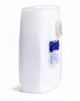 Side view of luxury Henry Dean white glass vase with coloured blocks – premium Belgium decor available at Spacio India for designer homes