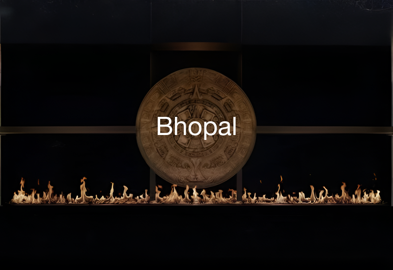 Luxury indoor and outdoor fireplaces in Bhopal by Spacio including water vapour, LED, bioethanol and gas fireplaces